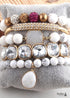 Boho Bracelet, RH Bracelet Set, Cubic Zircon Ball, Natural Stones Ball in Black and White